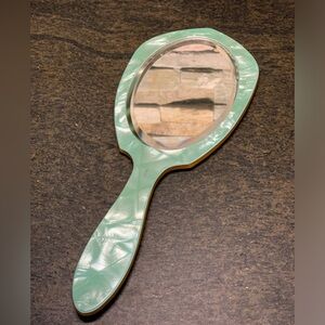 VINTAGE CELLULOID | Green Pearlescent Vanity Hand Mirror